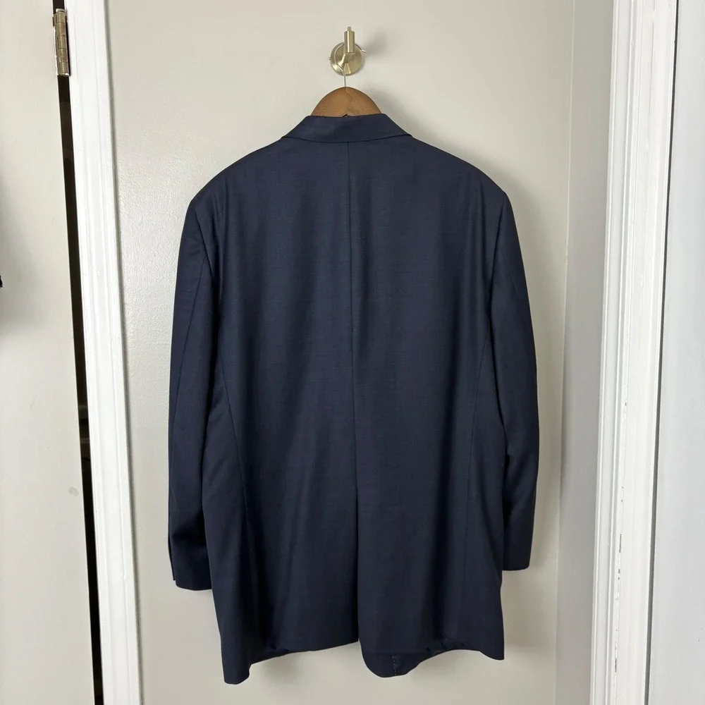 Hart Schaffner Marx Men Navy Blue Wool Blazer Jacket USA Office Classic 50 chest